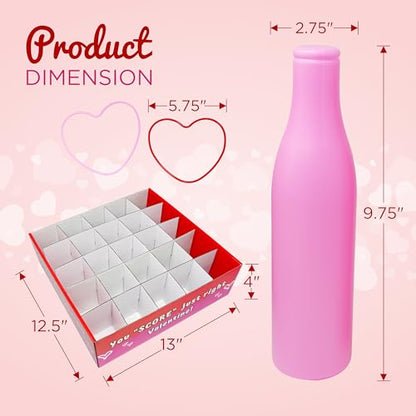 Valentine Bottle Ring Toss Game for Kids Party Activity, Indoor/Outdoor Backyard Yard Carnival Game, Classroom Valentine's Party Games for Kids and Adults Party Supplies by 4E's Novelty, Red, Pink