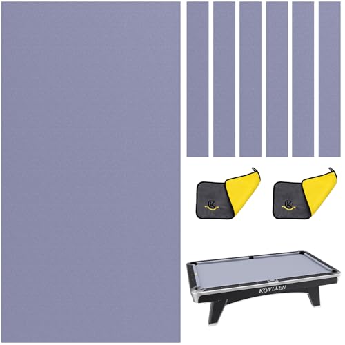 KONLLEN 9ft Pool Table Felt, 80/20 Wool Nylon Blend Billiard Table Cloth with Pre-Cut Strips, Professional Replacement Felt for Home & League Play - color: 001-Grey