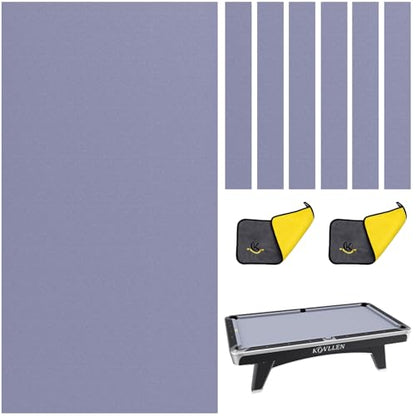 KONLLEN 9ft Pool Table Felt, 80/20 Wool Nylon Blend Billiard Table Cloth with Pre-Cut Strips, Professional Replacement Felt for Home & League Play - color: 001-Grey