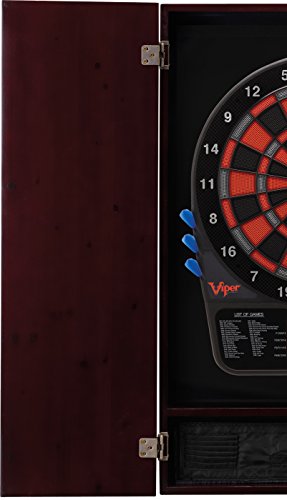 Viper Metropolitan Solid Wood Cabinet & Electronic Dartboard Play-Ready Bundle - color: Mahogany, style: Elite Set