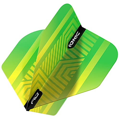 RED DRAGON Hardcore Ionic Dart Flights - 3 Sets Per Pack (9 Dart Flights in Total) - color: Green and Yellow