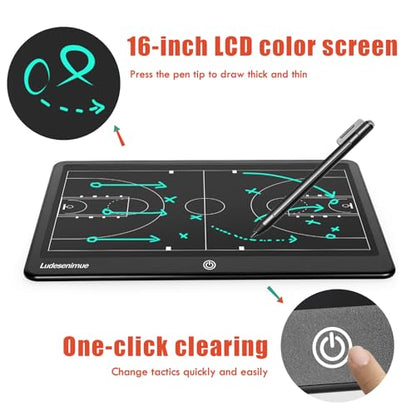 Electronic Basketball Coaching Board with Magnetic Screen - 16 inch LCD BasketballTactics Board with Stylus Pen, Basketball Coach Essentials