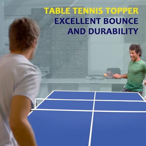 Ping Pong Table Topper for Pool Table, Foldable Ping Pong Table Top with Net Set, Portable Table Tennis Conversion Top Includes Foam Padding for Protection, Easy Conversion - color: 8 ft-BLUE