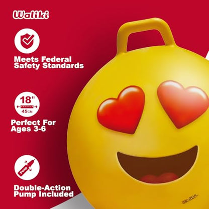 Waliki Emoji 3 Exercise & Fitness Ball, 18"/45cm, Perfect Size for Kids Ages 3-6, Easy to Inflate, Safety Tested - color: Emoji 3, size: Ages: 3-6 (18")