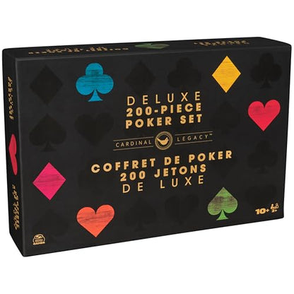 Spin Master Games, Cardinal Legacy Deluxe 200-Piece Poker Set, Premium Dual-Toned Poker Chips in Wooden Storage Case, 2-10 Players, for Ages 10 & Up - color: Multicolor