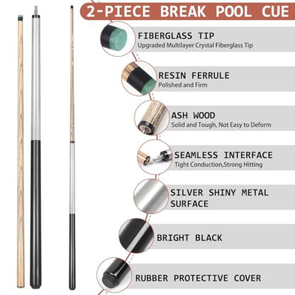 Kmise Break Cue Stick,57 Inch 2-Piece Break Cue Stick Punch Billiard Pool Cue Sticks with 13mm Pro Breaking Tip,23oz Pool Stick.