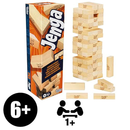 Official Hasbro Games Jenga Game | Digital Die for 6 More Ways to Play | Original Wood Block Game | Stacking Tower | Ages 6+ | 1+ Players | Party Games