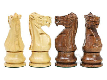 House of Chess - Tournament Chess Set Pieces - Unique Staunton Golden Acacia Wood/Boxwood - King Height: 3.75" (95 mm) - 2 Extra Queens - Weighted