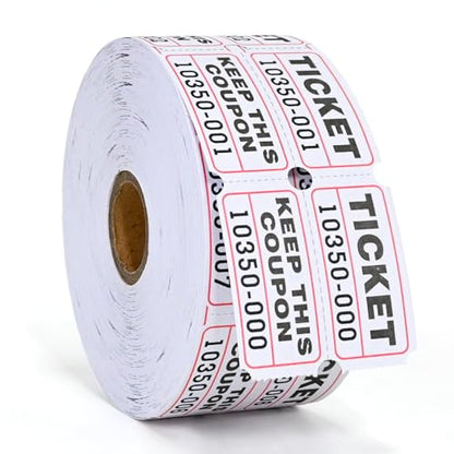 L LIKED Raffle Tickets Double Rolls 1000 Per Roll 50/50 Raffle Tickets for Events,Carnivals, Entry, Class Reward, Prizes(White) - color: 1000 White