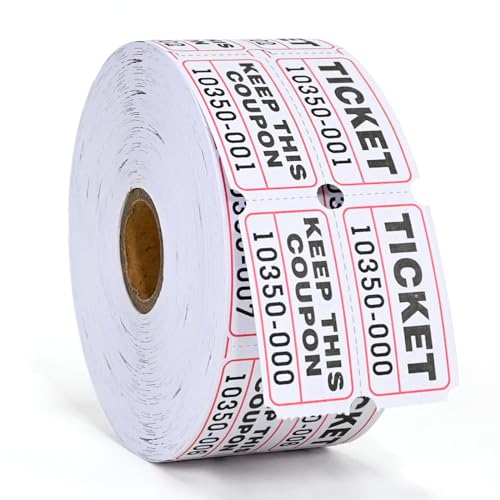 L LIKED Raffle Tickets Double Rolls 1000 Per Roll 50/50 Raffle Tickets for Events,Carnivals, Entry, Class Reward, Prizes(White) - color: 1000 White