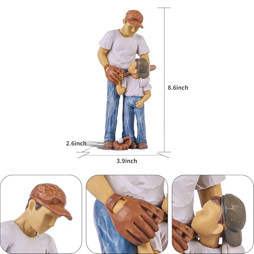 AIDLNS Father and Son Figurines, Dad and Son Play Baseball Hand-Painted Figures Gifts, for Dad Boys, Family Sculpture for Shelf Decor Desktop Home Decoration