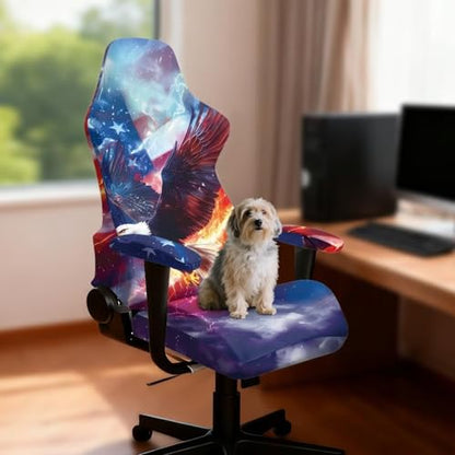 American Flag Eagle Chair Slipcovers with Arms 4 Piece Universal Stretchable Gaming Chair Covers Slipcovers Anti Scratch Furniture Protector of Computer Video Game Office Armchai (No Chairs) - color: American Flag Eagle