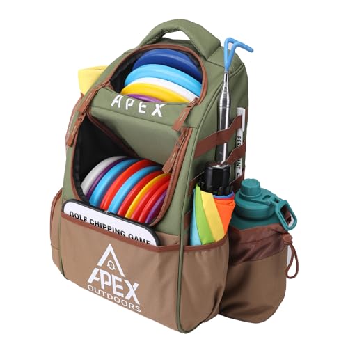 Disc Golf Bag, Large Disc Golf Backpack Holds Over 21 Discs, Durable & Lightweight with Multiple Storage Pockets - color: Green