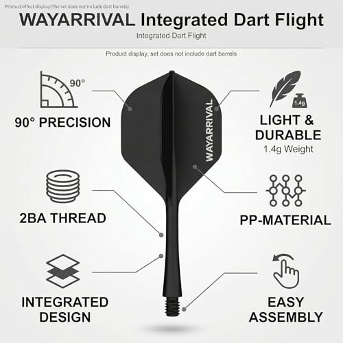 Integrated Dart Flights,All in One Dart Flights and Stems for Unbreakable Use,Universal 2BA Fit for Instant Setup,PP Material Integrated Dart Flights and shafts for Stability - style: 3 Pack