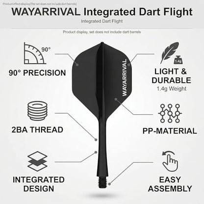 Integrated Dart Flights,All in One Dart Flights and Stems for Unbreakable Use,Universal 2BA Fit for Instant Setup,PP Material Integrated Dart Flights and shafts for Stability - style: 3 Pack