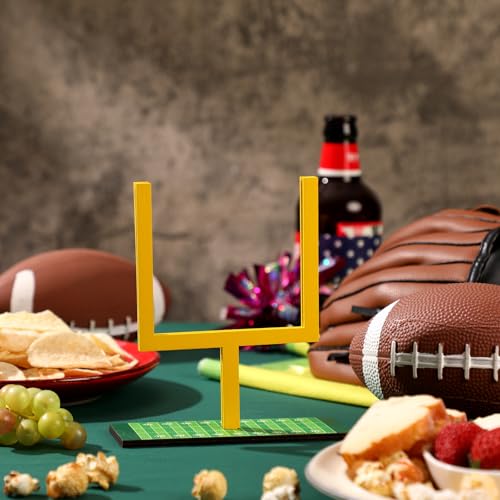 Wonderjune 6 Pcs Football Goal Post Table Centerpieces Sports Party Decorations 4 x 3.5 Inch Wooden Photo Frame for Table Centerpieces with Base for Fans Club Birthday Supplies