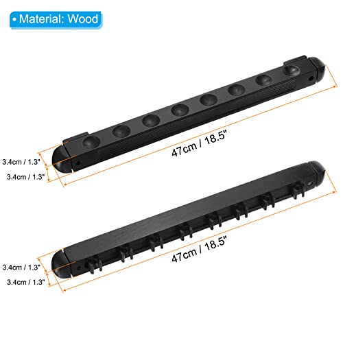 PATIKIL Pool Cue Rack, 1Pair Wooden Billiard Cue Stick Rack Wall Mounted Cue Stick Holder Holds 8 Cue for Billiard Pool Players, Black