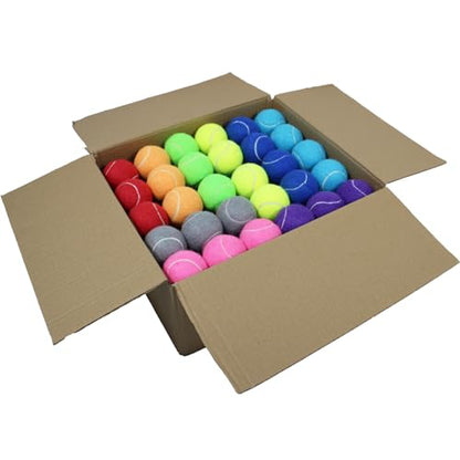 SHYUJAJIE Tennis Balls, 90 Pack Training Tennis Balls Bulk, High Elasticity Practice Tennis for Beginner, Exercise Playing Balls for Pet Dog - color: Multicolour