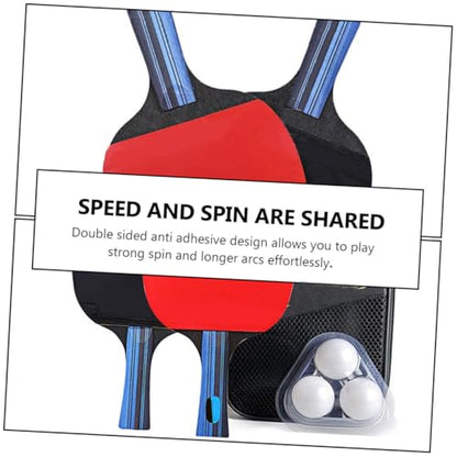 KESYOO Double Side Table Tennis Paddle Set with Short Handles Balls Carry Bag Non Slip Grip Rubber for Strong Speed Beginner Friendly Pingpong Rackets for Indoor and Outdoor Play
