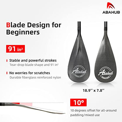 Abahub Carbon Fiber SUP Paddles, 1 x 3 Section Adjustable 67" - 86" Carbon Fiber Shaft, Lightweight Stand-up Paddle Oars for Paddleboards, with a Carrying Bag - color: Carbon Fiber Shaft & Carbon Fiber Print Plastic Blade