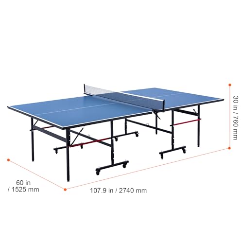 Happybuy Ping Pong Table, Professional Table Tennis Game, Indoor MDF Portable Table Tennis Table, Foldable Ping Pong Table with Quick Clamp Net, 10 Minute Easy Assembly, 12mm Tabletops