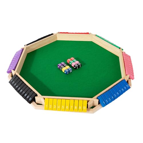 Wooden Shut The Box Game 8 Player, Shut The Box-Wooden Dice Board Game, Creative Play Essential with Colorful Board and 16 Dices Accessories for Enhancing Role Playing Activities Interactive Play