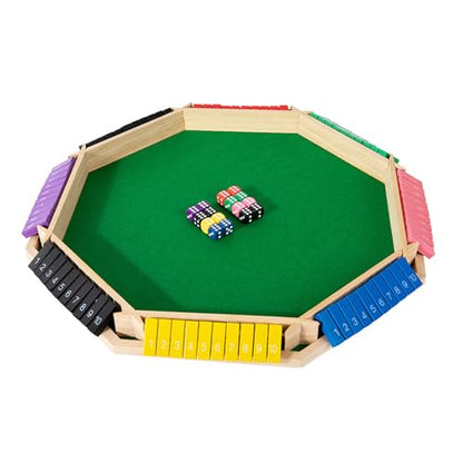 Wooden Shut The Box Game 8 Player, Shut The Box-Wooden Dice Board Game, Creative Play Essential with Colorful Board and 16 Dices Accessories for Enhancing Role Playing Activities Interactive Play
