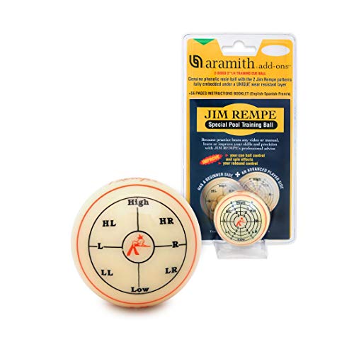 Aramith Jim Rempe Training Cue Ball 2-1/4" Regulation Size Billiard Pool Ball with Instruction Manual Learn to Play Better