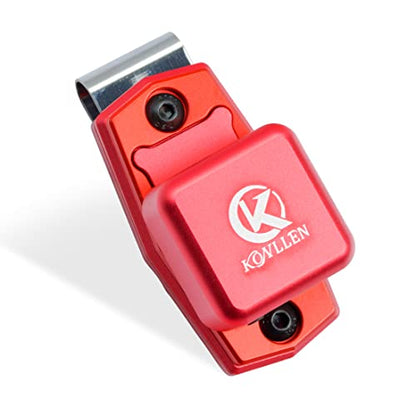 KONLLEN Magnetic Pool Chalk Holder Aluminum Alloy Belt Clip | Portable design, durable metal construction, quick access,metal cue chalk case for pool, snooker and carom - color: Red