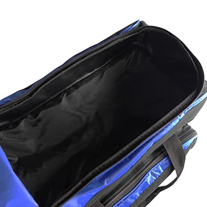 ELITE Deluxe 2 Ball Bowling Bag with 5" Smooth Wheels - Large Accessory Pocket, Shoe Compartment, 36" Extendable Handle - color: Royal