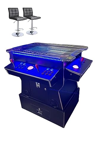 Top Us Video Arcades Full Size Commercial Grade Cocktail Arcade Machine Games Lift Up / Tilt Screen 4600 Games 26.5 Screen with Riser Tempered Glass 2 Stools Included 5 Year Warranty Black