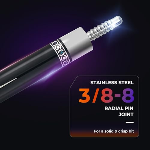 Carbon Fiber Pool Cue Stick with Case, 2pieces 58inch Low Deflection Professional Cue Stick for Billiards, Pro Taper Carbon Fibre Shaft with Genuine Leather Wrap and 12.5mm Tip (19oz-20oz) - color: Style 6
