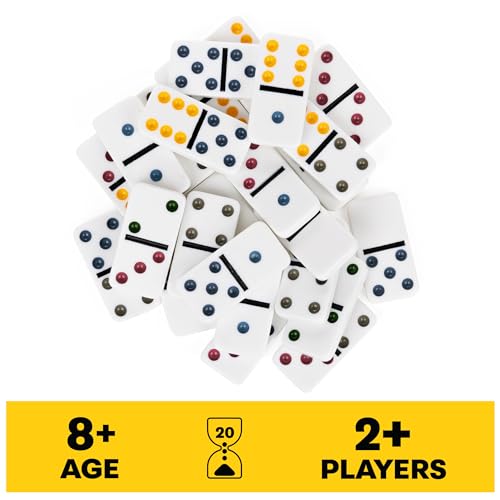 Spin Master Games, Mexican Train Dominoes Set in Aluminum Carry Case, Includes Colorful Trains for Fun-Filled Family Game Night, for Kids & Family, 2-8 Players, for Ages 8 & Up