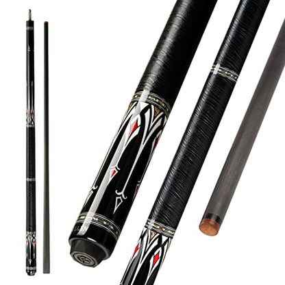 KONLLEN 58 Inch 19oz Carbon Fiber Pool Cue Stick | low deflection,10.5/11.5/12.5mm tips,weight-adjustable design,3/8x8 joint,handcrafted inlay,premium handle - color: AS-2F-12.5mm