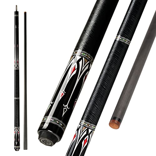 KONLLEN 58 Inch 19oz Carbon Fiber Pool Cue Stick | low deflection,10.5/11.5/12.5mm tips,weight-adjustable design,3/8x8 joint,handcrafted inlay,premium handle - color: AS-2F-12.5mm