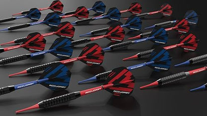Accudart 24‑Pack Soft Tip Dart Multi‑Pack – Onyx Coated Barrels, Polycarbonate Shafts, Standard Poly Flights – 16‑Gram Soft Tip Darts for Electronic Dartboards