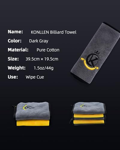 KONLLEN Billiards Billiard cue Towel - 100% Cotton Black 8-Ball Pool Cue Clean Towel Maintenance Accessories Cleaning Set Shaft Wax + Cleaning Powder + - color: Yellow-2 pcs