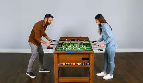 KICK Twain 48" 2-in-1 Multi-Game Table – Foosball & Billiards/Pool Table - color: Brown