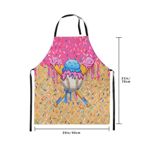 Manfei Baseball Ice Cream Kids Kitchen Apron - color: Pink02