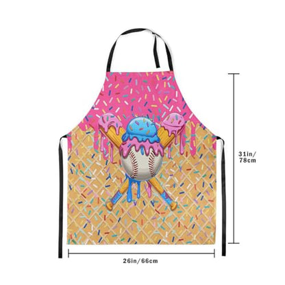 Manfei Baseball Ice Cream Kids Kitchen Apron - color: Pink02