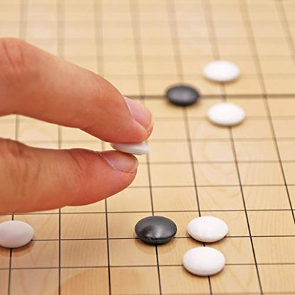 Medium Magnetic 19x19 Go Chess Set Game 11Inch/28cm Portable with Single Convex Plastic Stones and Go Board Classic Chinese Strategy for Kids & Adult