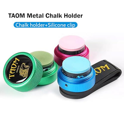 TAOM Pool Chalk Holder Round Shaped Practical Tool Billiards Accessories Magnetic Mini Chalk Tip Case Container Round Box Billiards - color: 4-Green with V10 Green Chalk and Clip