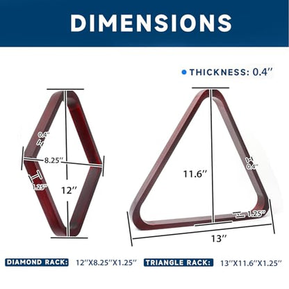 GSE Games & Sports Expert Solid Wood Billiard 8-Ball Triangle / 9-Ball Diamond Pool Ball Racks for 2-1/4" Pool Balls, Pool Table Accessories - color: Mahogany, style: Triangle & Diamond Racks