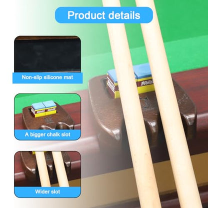 CROWN ME Weighted wooden 2-Cue pool cue stick holder, billiard cue stick holder, chalk holder - style: 2 Holes