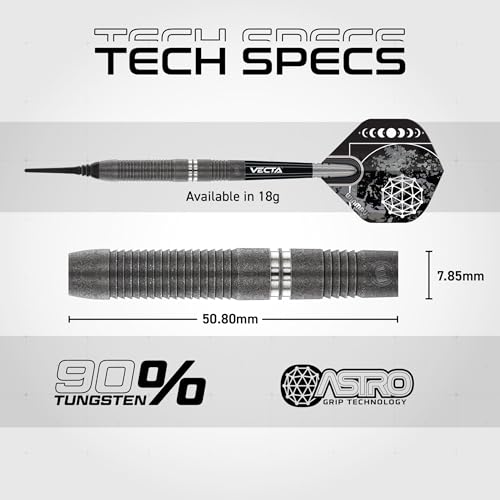 Winmau Darts Callisto Series 90% Professional Tungsten Soft Tip Darts Set with Dart Flights and Dart Shafts (Stems) - Available in 18g Weight and Three Styles - size: 18G, style: Callisto 3