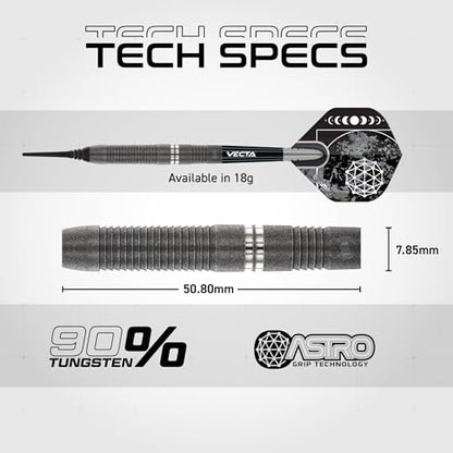 Winmau Darts Callisto Series 90% Professional Tungsten Soft Tip Darts Set with Dart Flights and Dart Shafts (Stems) - Available in 18g Weight and Three Styles - size: 18G, style: Callisto 3