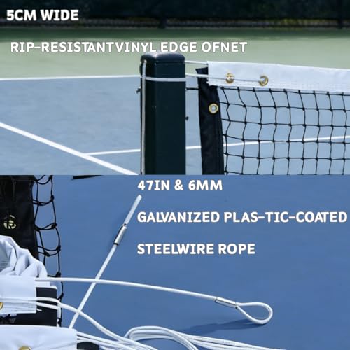 Professional Tennis Net 42ft x 3.5ft – Single Layer, 2.5mm Twisted PE, 4.5cm Mesh, UV/Waterproof, 6mm Steel Cable – Complete Kit for Court, Backyard or Driveway
