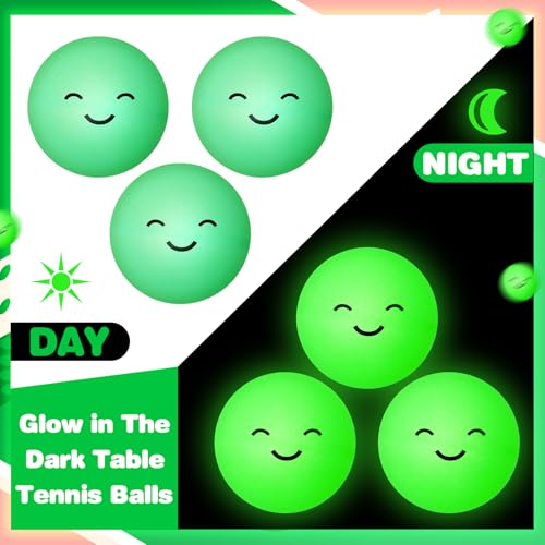 Soulchen 36 Pcs Glow in The Dark Table Tennis Balls 40mm Lighted Table Tennis Ball Luminous Green Neon Ball for Outdoor Practice Night Party Decor Sports Activities Party Favor Goodie Bag Gift
