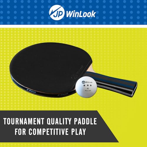 JP WinLook Ping Pong Paddles Sets - Portable Table Tennis Paddle Set with Ping Pong Paddles Professional Case & Ping Pong Balls - Premium Table Tennis Racket Player Set for Indoor & Outdoor Games - style: Black/Blue 2 Paddle Set