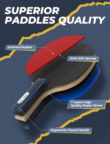 Glymnis Ping Pong Paddles Set Table Tennis Rackets with Balls, Storage Case for Indoor Outdoor Table Tennis Paddle Game Accessories - style: 4 Paddles+8 Balls